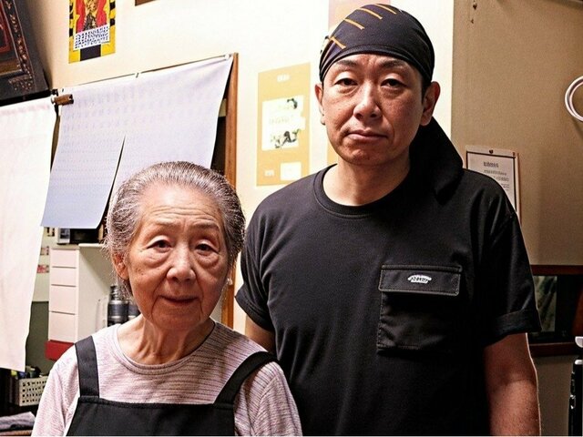 中華料理 楽楽　店主と看板娘